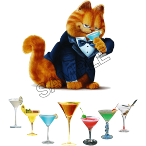 garfield with cocktails sample image png