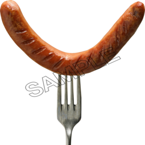 grilled sausage on a fork png