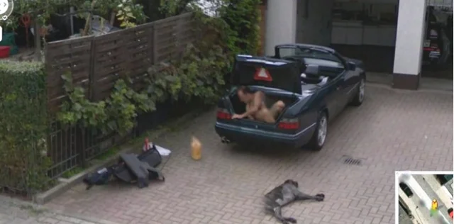 naked man in car, google maps