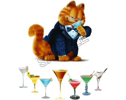 garfield with cocktails sample image png