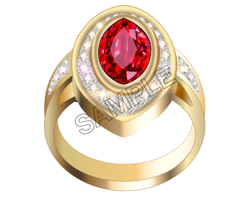 golden ring with red diamond sample image png