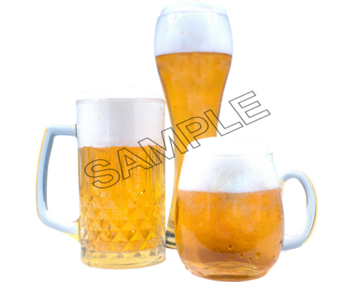 Beer in different glasses, png